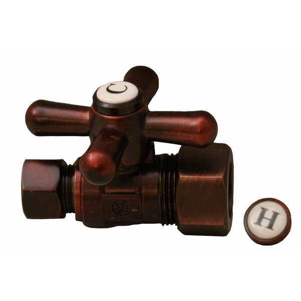 5/8in OD Comp x 3/8in OD Comp Quarter-Turn Straight Supply Stop Valve, Cross Handle